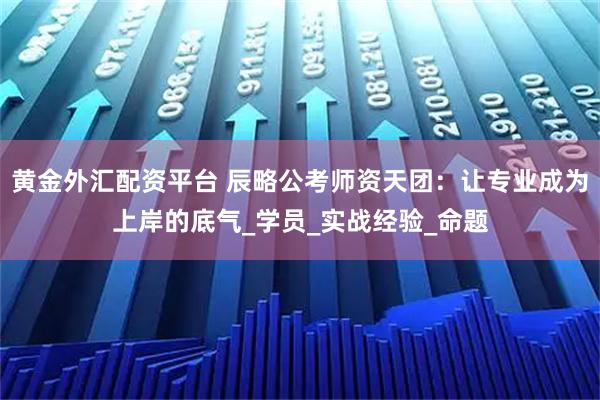 黄金外汇配资平台 辰略公考师资天团：让专业成为上岸的底气_学员_实战经验_命题