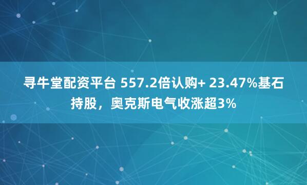 寻牛堂配资平台 557.2倍认购+ 23.47%基石持股，奥克斯电气收涨超3%